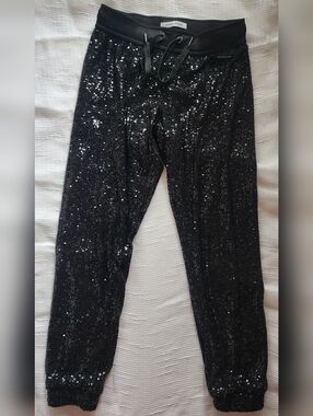 Calvin Klein Jeans Black Sequin Drawstring Pants